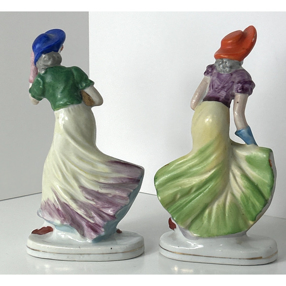 2 Vintage Dancing Lady Occupied Japan Figurine 6" Ceramic Statue 1940s Rare - Picture 3 of 13
